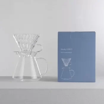 Набор HARIO V60 GLASS, графин 600 мл, стеклянный пуровер 02, мерная ложка, 40 фильтров