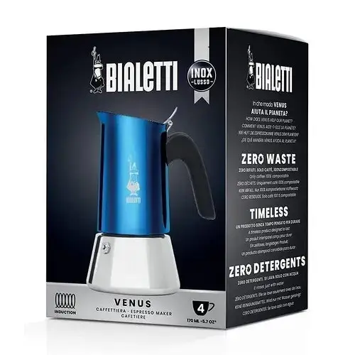 Купити Кофеварка Bialetti Venus Blue Induction гейзерная на 4 чашки 170 мл. Кофеварка Bialetti Venus Blue Induction гейзерная на 4 чашки 170 мл.