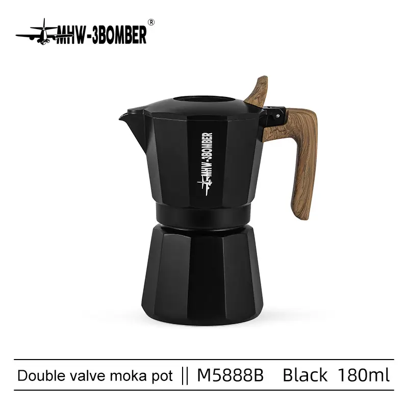 Купити Кавоварка гейзерна 180 мл. MHW-3Bomber Double Valve Moka Pot чорна Кавоварка гейзерна 180 мл. MHW-3Bomber Double Valve Moka Pot чорна