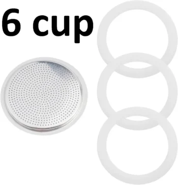КОМПЛЕКТ ДЛЯ ГЕЙЗЕРНОЇ КАВОВАРКИ 6 CUP, 3 УЩІЛЬНЮВАЧІ + ФІЛЬТР