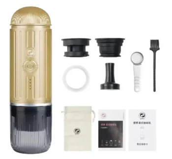 ЕСПРЕСО КАВОВАРКА ICAFILAS PORTABLE ESPRESSO MAKER 19 BAR ПОРТАТИВНА ЗОЛОТИСТА