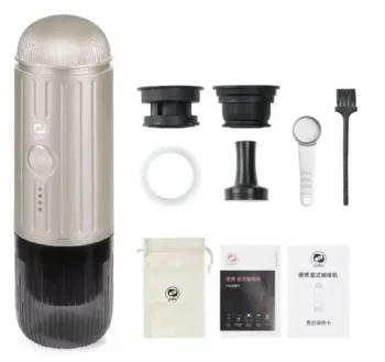 ЕСПРЕСО КАВОВАРКА ICAFILAS PORTABLE ESPRESSO MAKER 19 BAR ПОРТАТИВНА СРІБЛЯСТА