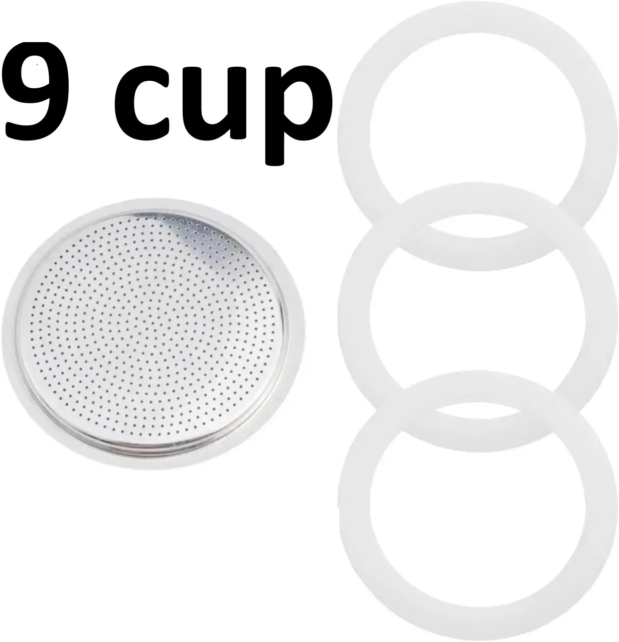 Купити Комплект для Гейзерної кавоварки 9 cup 3 ущільнювачі та фільтр Комплект для Гейзерної кавоварки 9 cup 3 ущільнювачі та фільтр