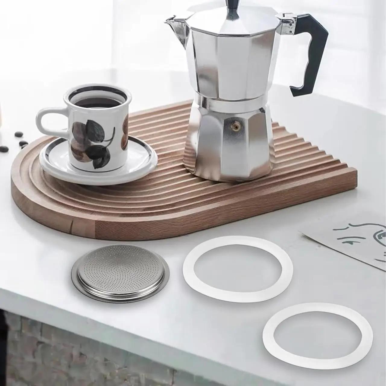Купити Комплект для Гейзерної кавоварки 9 cup 3 ущільнювачі та фільтр Комплект для Гейзерної кавоварки 9 cup 3 ущільнювачі та фільтр