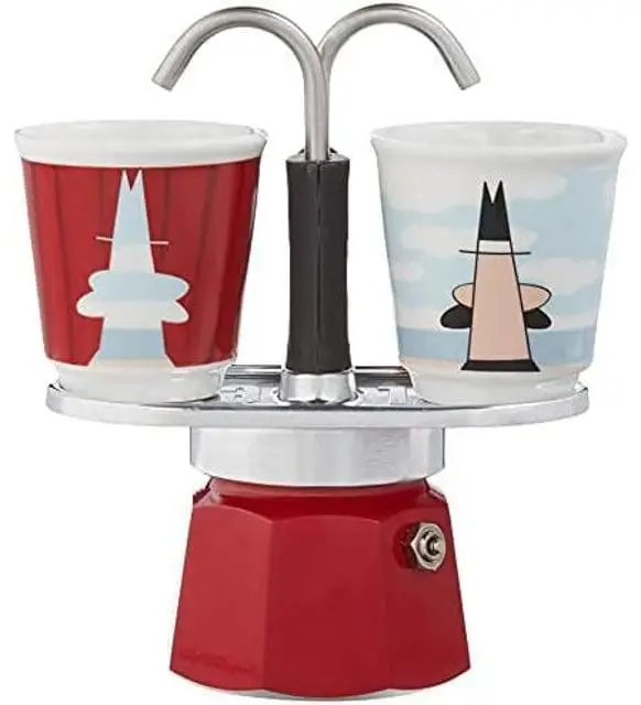 Купити Гейзерна кавоварка Bialetti Mini Express Magritte 80 мл з 2 чашками Гейзерна кавоварка Bialetti Mini Express Magritte 80 мл з 2 чашками