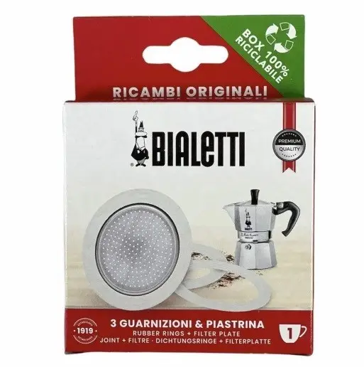 Купити Комплект прокладок для Bialetti 3 ущільнювача + фільтр 1 cup Guarnizione Комплект прокладок для Bialetti 3 ущільнювача + фільтр 1 cup Guarnizione